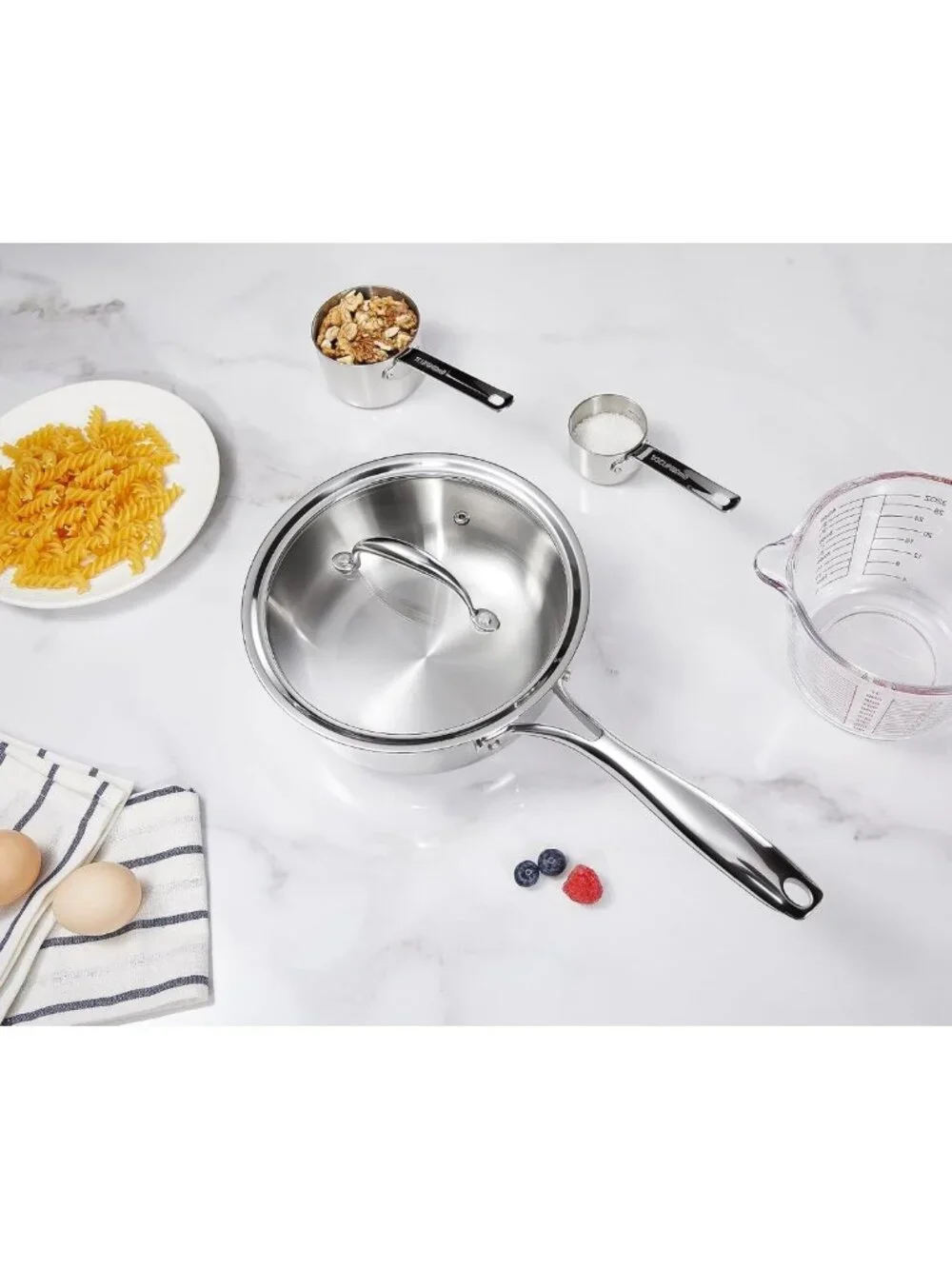Premium 2-Qt Tri-Ply Stainless Steel Saucepan with Lid - Even Heating, Induction